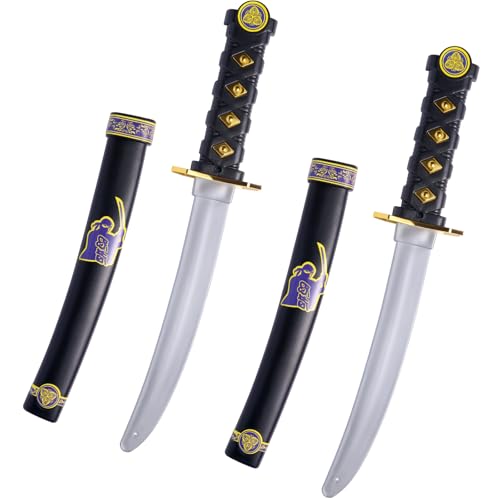 2 Pcs Plastic Samurai Sword with Sheath, Ninja Swords Katana Toy Halloween Costume Accessories for Boys and Kids, 15.7'' Length