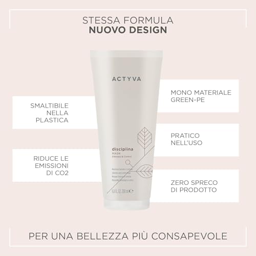 Actyva - Disciplina Mask, Maschera Nutriente E Disciplinante Per Capelli Crespi, Con Acido Ialuronico E Olio Di Mandorle - 200 Ml - 5