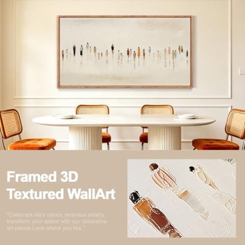 Image of CHDITB 3D Textured People Silhouette Wall Art,Cream Tone Crowd Figure Decor