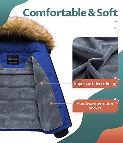 Image of CREATMO US Boy's Water Resistant Winter Coats Warm Fleece Lined Outwear Windbreaker Ski Jacket