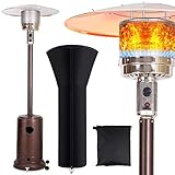 Outdoor Patio Heater Propane 48000 BTU - Patio Heater Commercial Floorstanding, Outside Heaters Patio Propane with Cover, Heater with wheels, Stand-Up Lawn Heater for Garden,Wedding,Party,Bronze