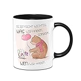 Tassenbrennerei Tasse mit Spruch Es ist nicht wichtig, was wir haben, sondern wen wir haben - Kaffeetasse Bär mit Herz - Ich liebe Dich Geschenke - Spülmaschinenfest (Schwarz)