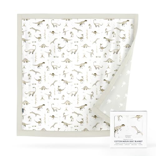 Image of GRSSDER Cotton Muslin Quilt Blanket - Silky Soft and Breathable Baby Blanket Quilt, Oversized Muslin Blankets for Newborns, Toddlers & Kids, 6 Layers Reversible Design for All Seasons, 47 inch x 47 inch