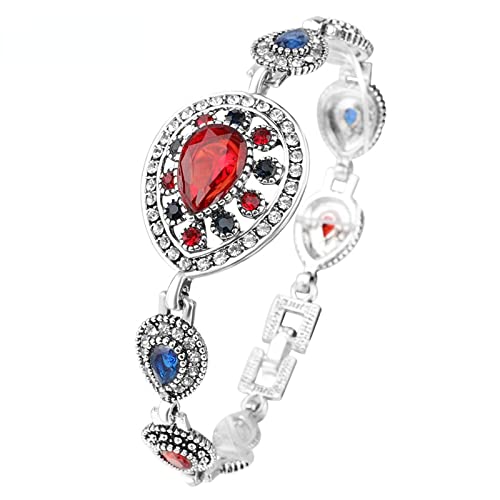 Bracelets femmes dame cristal rouge pour look vintage goutte d'eau