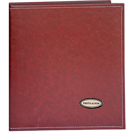 ZOVIEW Magnetic Self-Stick Page Photo Album, Family Album, Leather Cover, Hand Made DIY Albums Holds 3X5, 4X6, 5X7, 6X8,8X10 Photos A52046 (Wine red, Medium)