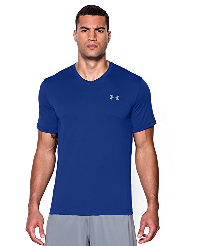 Under Armour Men's Tech V-Neck T-Shirt , Royal (401)/Steel , Small