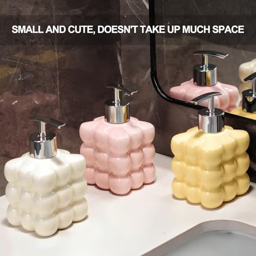 Image of Luxflowing Small Ceramic Hand Soap Dispenser with Pump for Bathroom and Kitchen Sink, Creative Shape, Used to Hold Dish Soap, Shampoo, Conditioner, Lotion and Other Liquids (Silver)