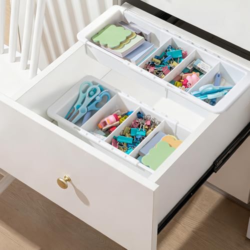 BrightRow 2 Pcs Expandable Drawer Organizer Bins Adjustable Deep Drawer