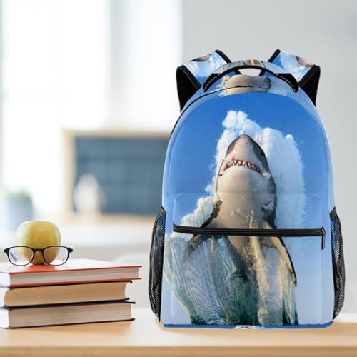 Sac à dos d'école multicolore requin saut, cadeau ado idéal