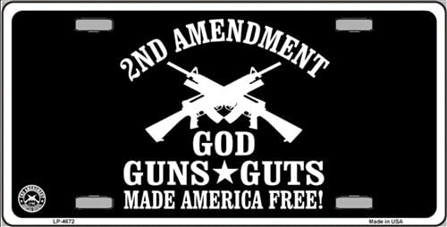 God, Guns, Guts Novelty Vanity License Plate Tag Sign