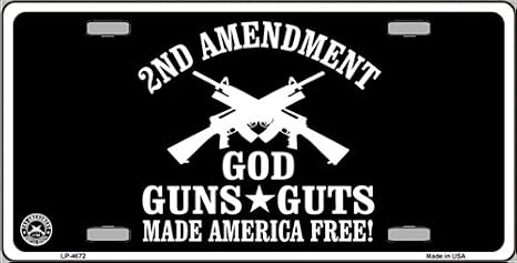 God, Guns, Guts Novelty Vanity License Plate Tag Sign