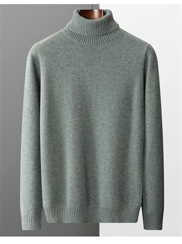 ERFMFKL Men's High Neck Thickened Wool Sweater Solid Loose Warm Knit Pullovers Sweaters2