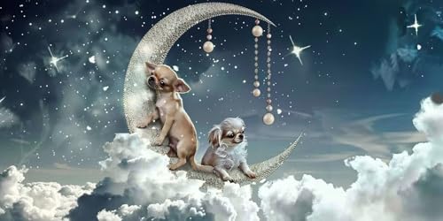 Diamond painting chien et lune pour illuminer votre salon avec un kit créatif cocooning