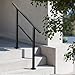 VEVOR Outdoor Handrails for Steps, 2-3 Step Stair Rail Kit, Black Square Tube with Horizontal Bar, Carbon Steel Support Rails for Seniors, Concrete & Deck Stairs, Easy Installation