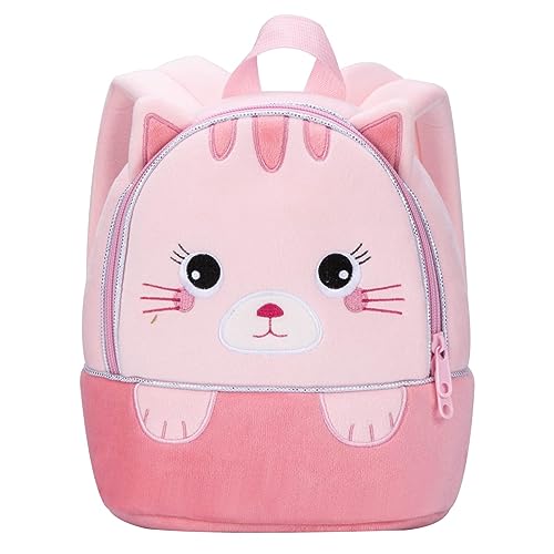 Lazeny Mochila Infantil Mochila Kindergarten para Niños Preescolar Bolso Escolar, Animales Encantadores Primaria Pequeña Guardería Mochila, Chico Chica Bebe Mochila para 1-6 años (Rosa Gatos)