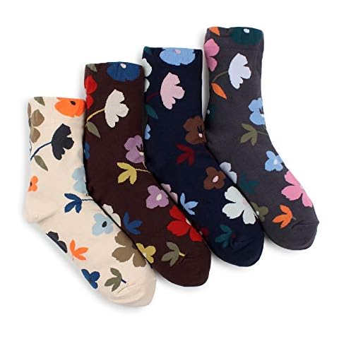 Women’s Floral Cotton Crew Socks, 4 Pairs Cover