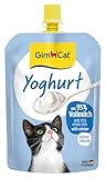 GimCat Yoghurt, Snack per gatti composto da latte intero genuino a basso contenuto di lattosio e calcio per ossa sane, 1 sacchetto, 1 x 150 g