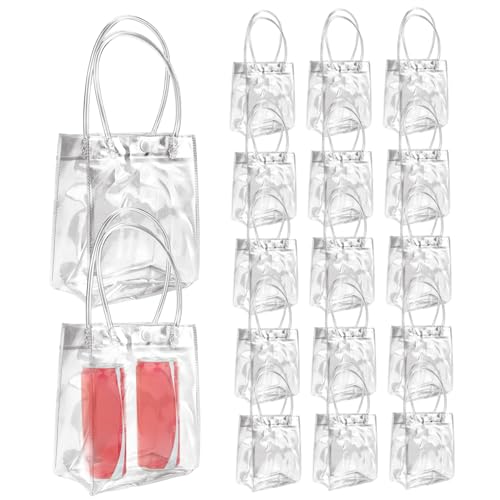 Sacs de fête transparents en PVC imperméable et réutilisable avec anses robustes