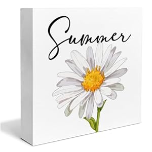 Summer Decor, Country Daisy Summer Wooden Sign Decor Desk Sign Summer Wooden Block Sign Rustic Home Shelf Wall Decoration