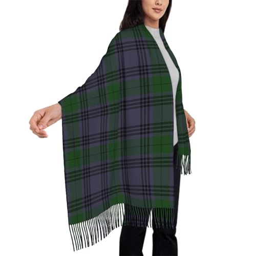 IBILIU Oversize Scarf for Women Tartan Plaid Green Blue Scarf Tassel Scarves Fall Winter Shawl Wraps4