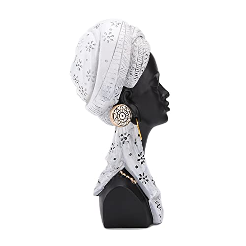 Estatua Busto Mujer Africana Negra 11.8 pulg Resina miniatura 3