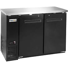 Frigos Premium FGP-BB-48 48.75 Back Bar Refrigerator 2 Hinged Solid Door 11.8 Cu Ft Black - Stainless Steel Interior and Exterior Fridge - Ideal for Commercial Kitchen - Included Liftgate
