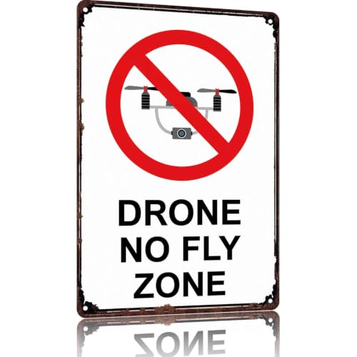 Vintage No Fly Zone Drone Metal Signs 8x12 Inch, Yard