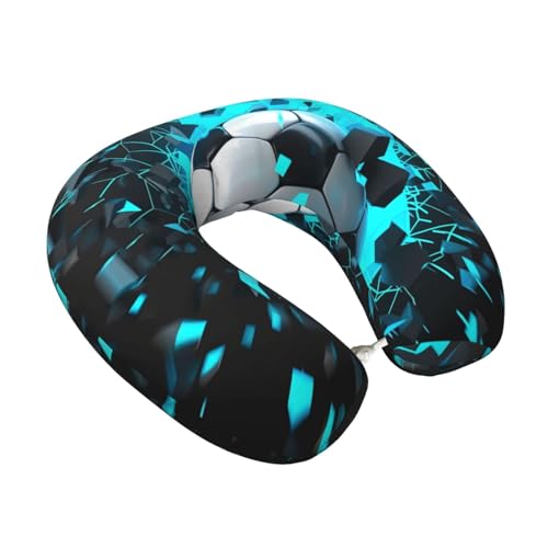 Image of Mexpekil Travel Pillow 3D Football Print Neck Pillow for Travel Airplane Car Office Neck Support Memory Foam Pillow