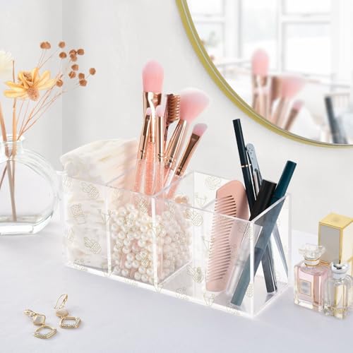 Pot à crayons en acrylique rectangulaire à 4 compartiments cactus