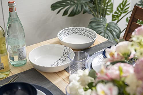 Bzyoo Bpa-Free Dishwasher Safe 100% Melamine Plastic 34Oz Pasta Bowl Set For Casual Dining Indoor And Outdoor Party (4Pcs Pasta Bowl Set, Spidy Blue- French Navy) #TOP5