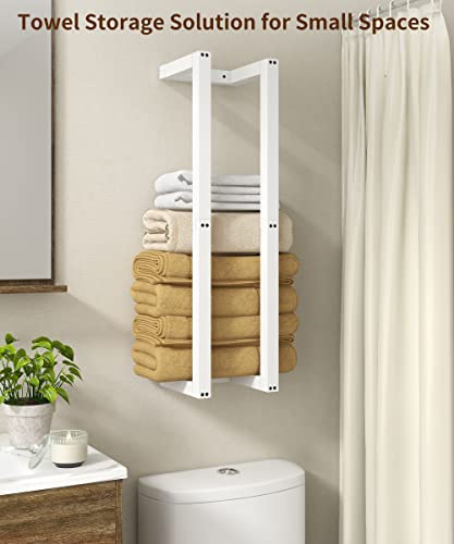 Sonefreiy Bathroom Wall Towel Racks For Rolled Towels, Solid Wooden White Towel Holder, Wall Towel Organizer Rustic Bathroom Towel Storage For Shower Towel, Bath Towels, Beach Towels, Towel Shelves #TOP2