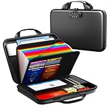 Fireproof Document Organizer with Lock, Hard-Shell File Box with 13-Pocket Accordion Folder for Important Documents & Tablets under 11', Lightweight Safe Storage for Home, Office & Travel (Small Size)