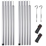wiipara Zeltstange 2er Set, Tarpstangen Teleskopstange für Zelte Tarp, Aluminium Verstellbares Teleskop 80-200 cm, Leichte Sonnensegel Stange Camping Zeltstangen mit Aufbewahrungstasche (Silber)