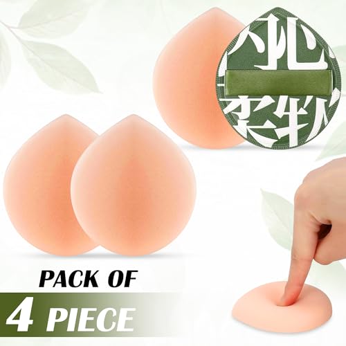 Image of GLUN Makeup Powder Puff Pack of 4, Ultra Soft Beauty Blender Sponges, Skin-Friendly Makeup Puff with Travel Storage, Smooth Application for Foundation, Powder & Concealer