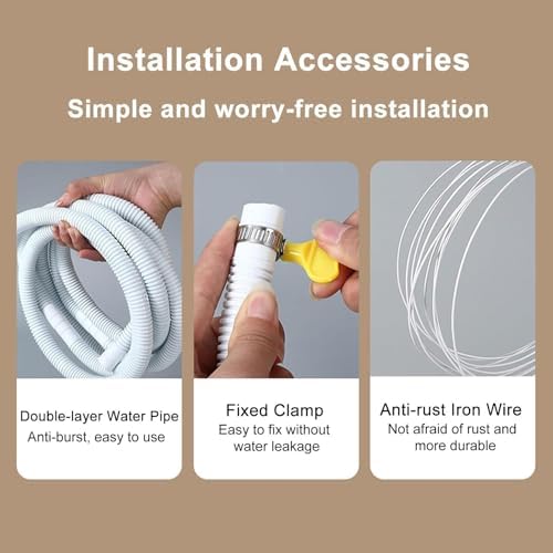 Stainless Steel AC Drip Pan with 6.5ft Hose - Durable Window Air Conditioner Drain Kit for Outdoor Split Heat Pump - Efficient Drainage Solution for Home Use,84x38x3cm/33x15x1.2"