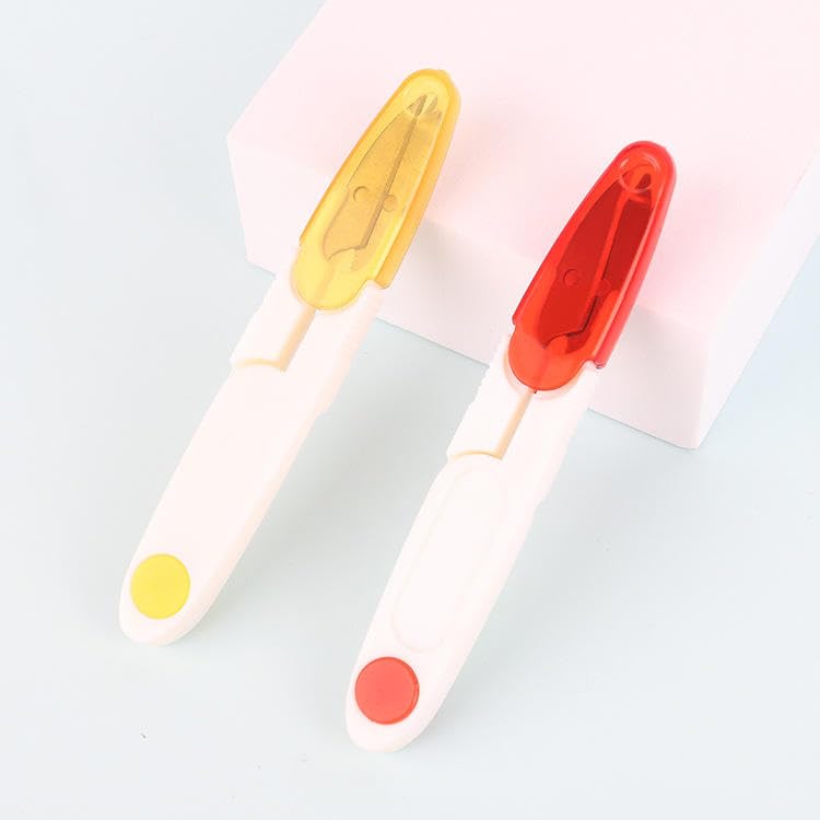 Image of Prabhas Designs U-Shaped Portable Plastic Small Yarn Scissors with Transparent Cover, Thread Cutter for Embroidery, Fabric, Paper, Quilting, Scrapbooking, Dressmaking, Handwork (2)