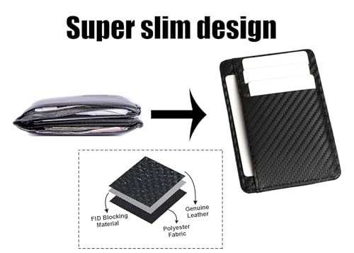 Fancial Minimalist Wallet | Suitable for Both Men and Women | Featuring RFID Front Pocket Clip, Black2