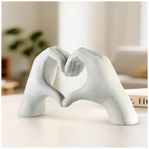 Escultura Moderna Manos Corazón Blanca 9.4 pulgadas