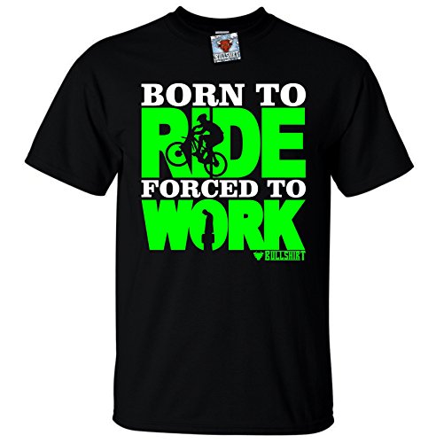 Reality Glitch Herren Born to Ride (Bike) Forced to Work T-Shirt (Schwarz, Mittel)
