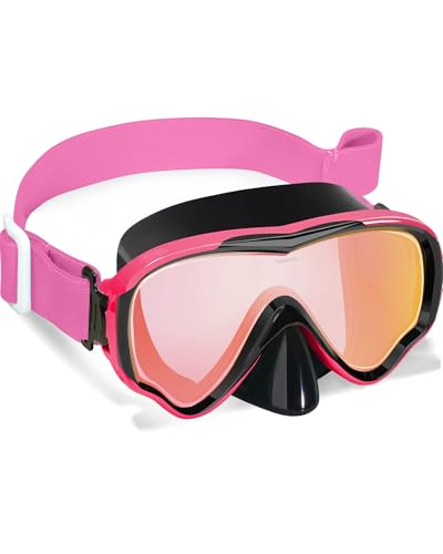 Kids Swim Goggles with Nose Cover Anti-Fog Mirrored Lens Fabric Strap, 3-15