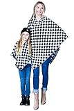 Mini Momo Blanket Shawl Wrap Mommy and Me Matching Cape - Boho Open Front Winter Poncho Buffalo Plaid Warm Cardigan