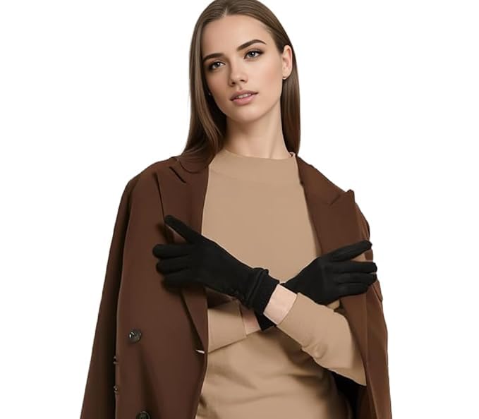 Image of Tomorrow Winter Gloves for Women, Cold Weather Suede Gloves, Touchscreen Gloves for Women, Gloves for Cold Weather and Outdoor Activities,Plush lined gloves, Thermal winter gloves