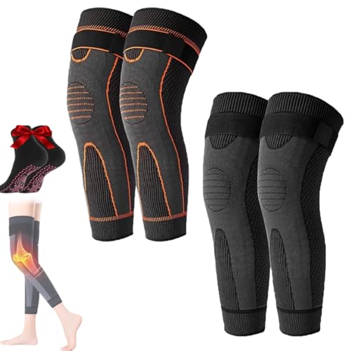 Aicao - Rodillera de compresión para calentamiento, protección de rodilla Aicao, rodillera autocalentable de acupresión con 1 par de calcetines moldeadores de acupresión autocalentables (2 unidades,