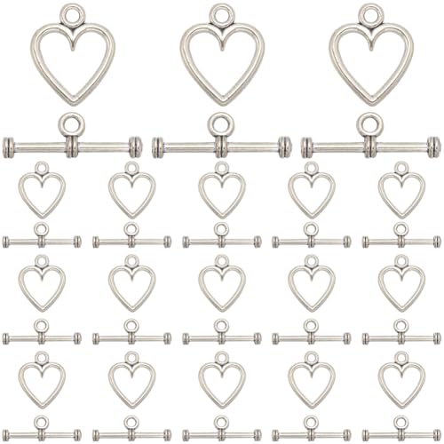 SOFPLATE 1 Box 120 Sets Heart Toggle Clasp Silver Toggle