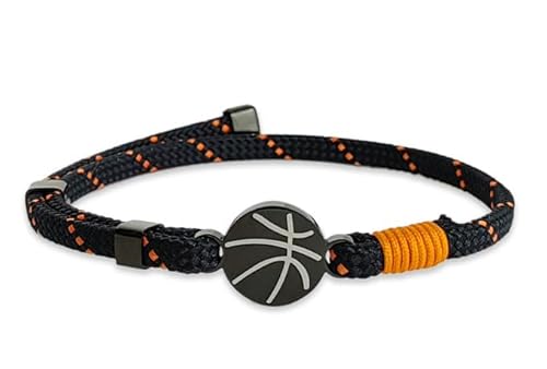 Aloha® Bracciale Basket Pallacanetro Idea regalo Uomo Donna Regolabile Acciaio e Polistere