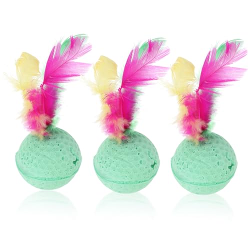 Abaodam 3Pcs Sponge Balls with Tails for Cats Interactive for Indoor Play Stimulates Natural Instincts and Keeps Cats Engaged