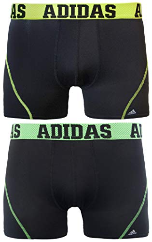 adidas Men's Sport Performance Mesh Trunk Underwear (2-Pack), Black/Solar Yellow Black/Flash Green, XL