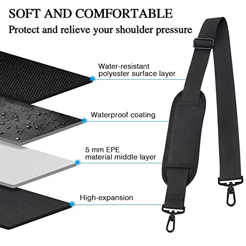 Shoulder Strap, 52" Universal Replacement Laptop Shoulder Strap Luggage Duffel Bag Strap Adjustable Comfortable Belt With Metal Hooks For Briefcase Computer Messenger Bag Laptop Notebook Case,Black #TOP5
