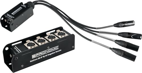 Pronomic NetCore SB-3F/SP-3M Set: solución multicore con stagebox de 4 conectores XLR hembra y cable con 4 XLR macho para transmisión de señales analógicas o digitales por cable de red.