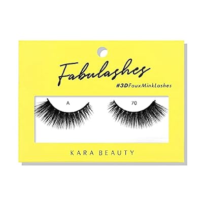KARA BEAUTY Fabulashes Glam 3D Faux Mink Strip Lashes Full Volume, Fluffy, Wispy Lash Strips Reusable Fake Eyelashes with Soft Flexible Band Vegan, Cruelty-Free, Lightweight - Style A70